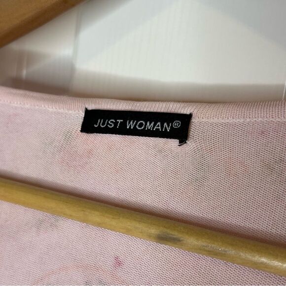 Y2K Just Woman Pink Multicolor Bird Floral Printed Beaded Long Sleeve Blouse - Picture 7 of 8